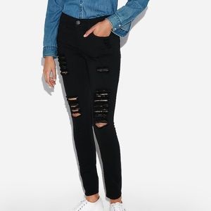Express Mid Rise Destroyed Jean Leggings